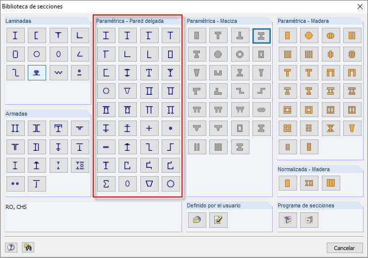 Paramétrica - Pared delgada