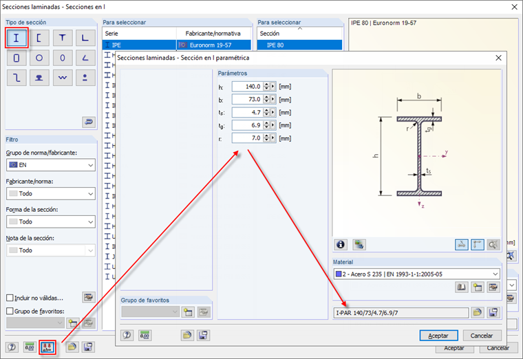Introducción de la sección parametrizada