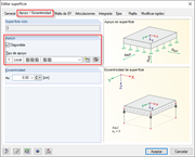 Cuadro de diálogo "Editar superficie" con definición de apoyo