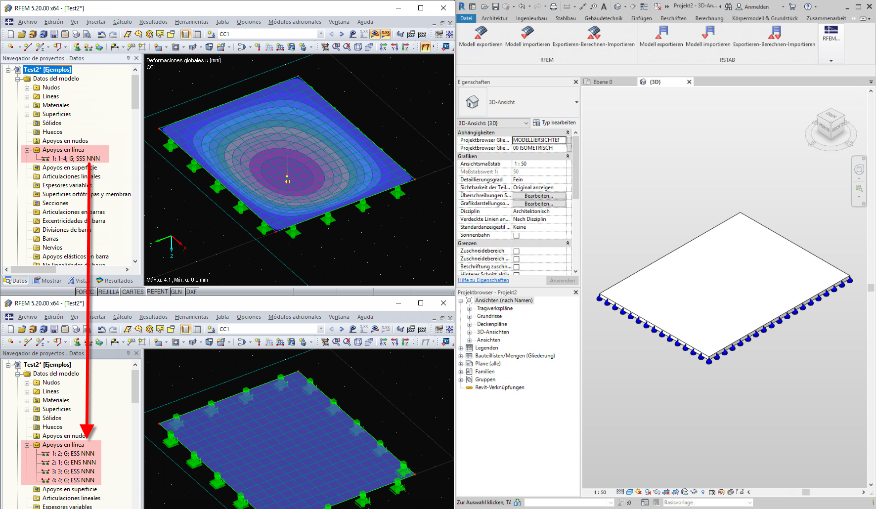 Duplicación de los tipos de apoyos en línea cuando se exporta desde RFEM a Revit