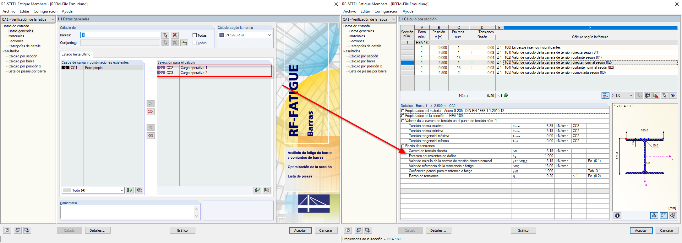 Ciclo de tensión sin considerar el caso de carga del peso propio