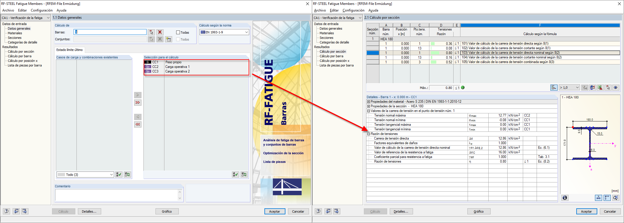 Ciclo de tensión sin considerar el caso de carga del peso propio