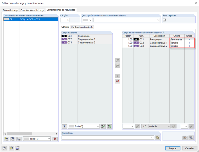 Edición de la combinación de resultados
