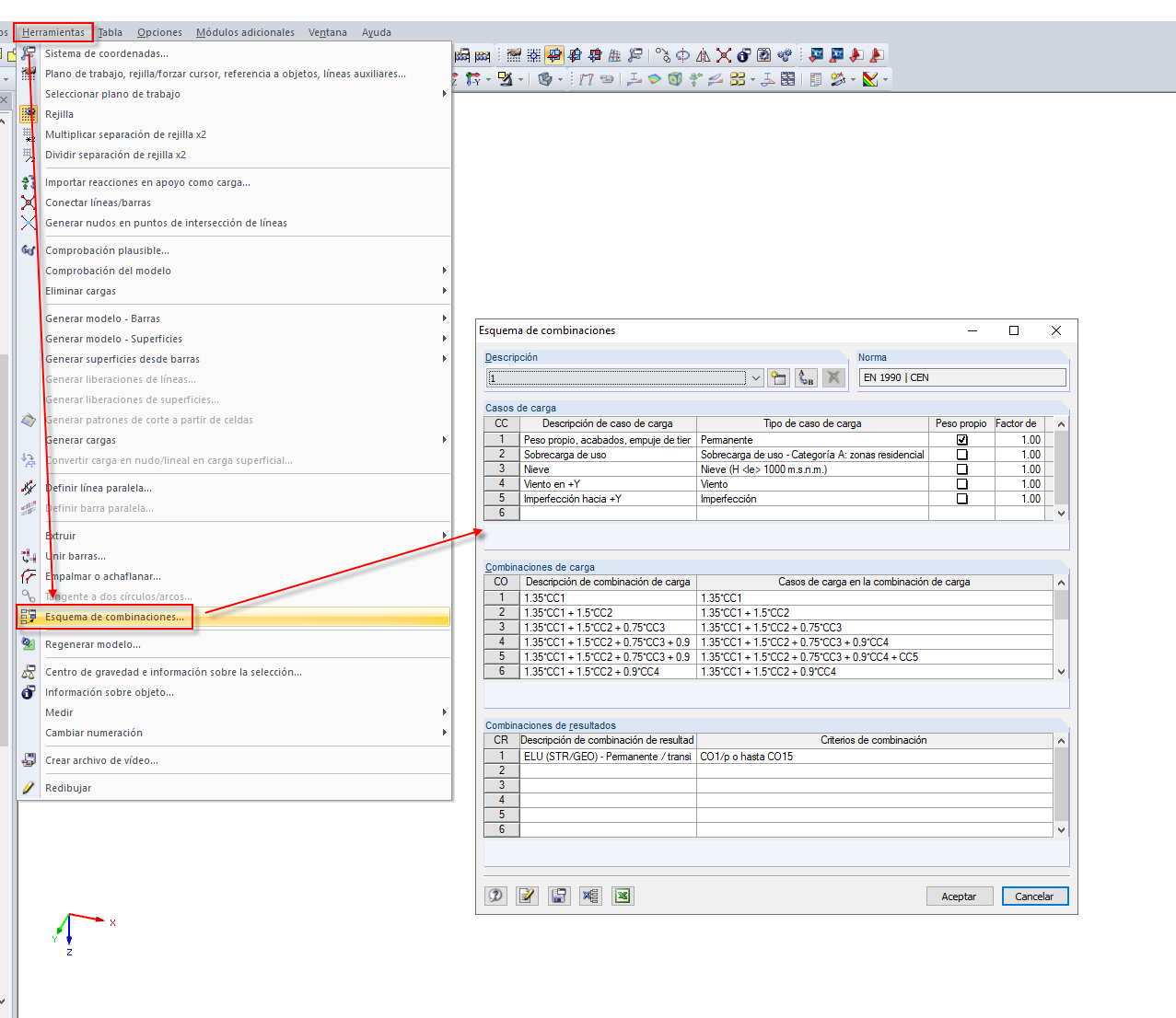 esquema de combinaciones
