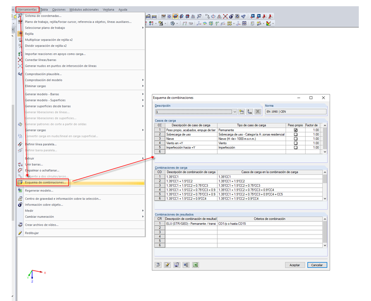 esquema de combinaciones