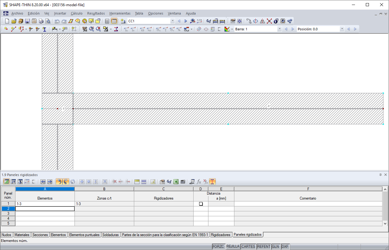 Unión directa del rigidizador con el panel de pandeo