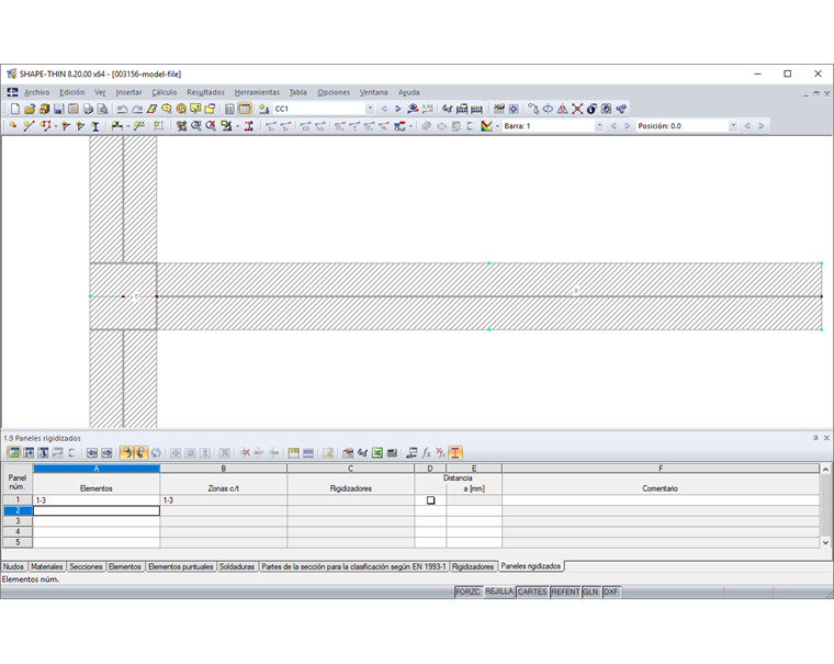 Unión directa del rigidizador con el panel de pandeo
