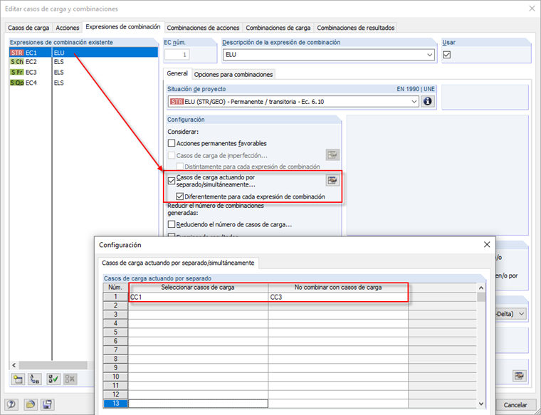 Excluir el caso de carga de la temperatura para el ELS