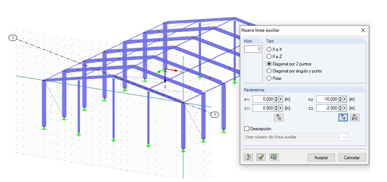 Línea auxiliar - Diagonal por 2 puntos