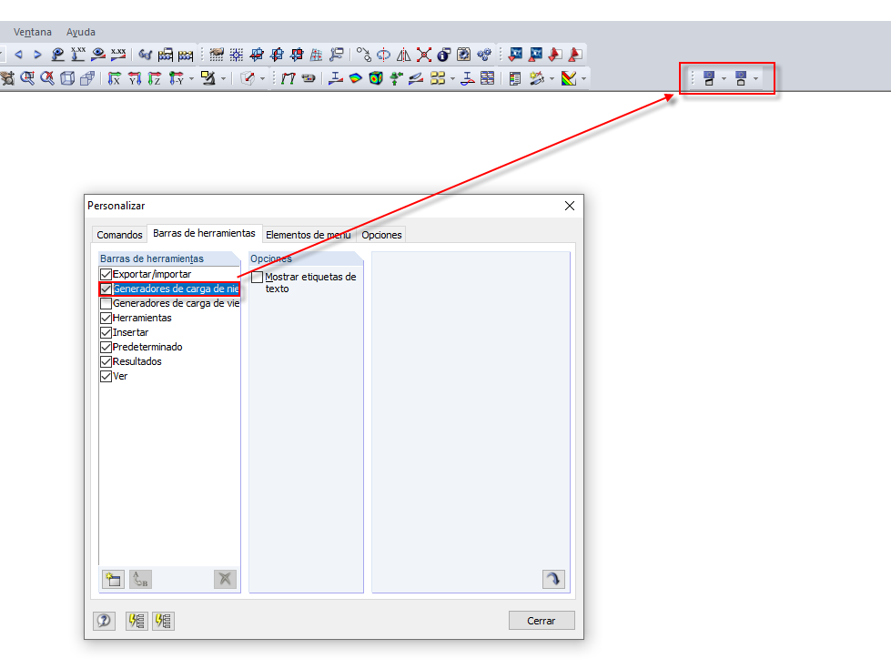 Barra de herramientas definida por el usuario