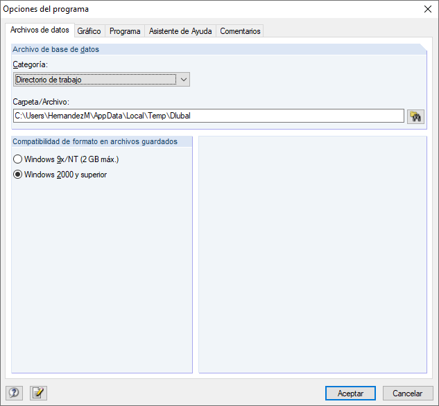 Directorio de trabajo