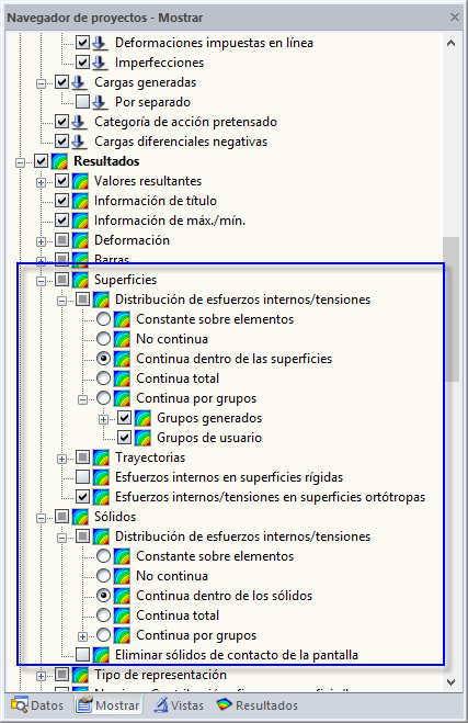 Distribución de esfuerzos internos