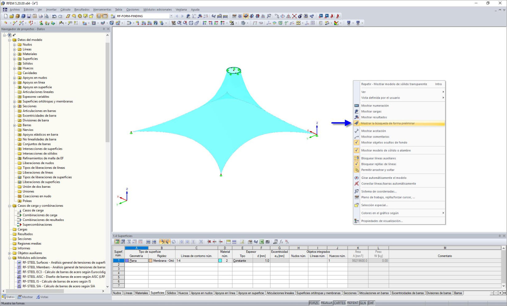 Función "Mostrar la búsqueda de forma preliminar" en el menú contextual