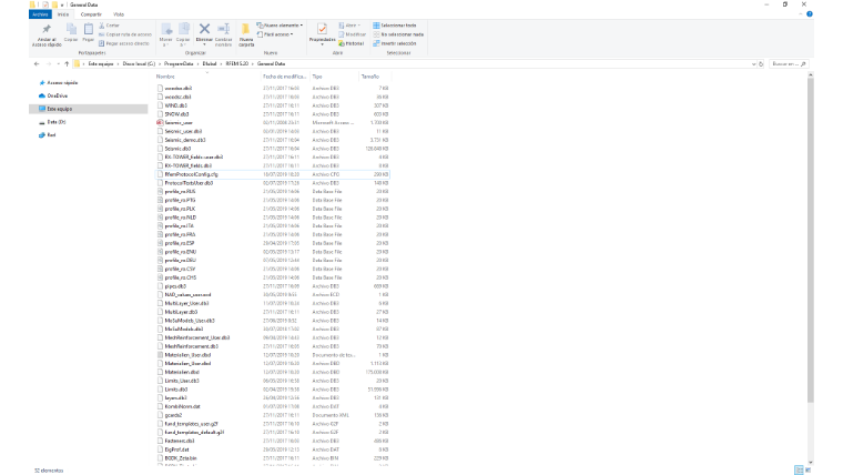 El archivo RfemProtocolConfig.cfg, que incluye las plantillas de informe guardadas, se puede encontrar en la carpeta C:\ProgramData\Dlubal\RFEM 5.19\General Data.