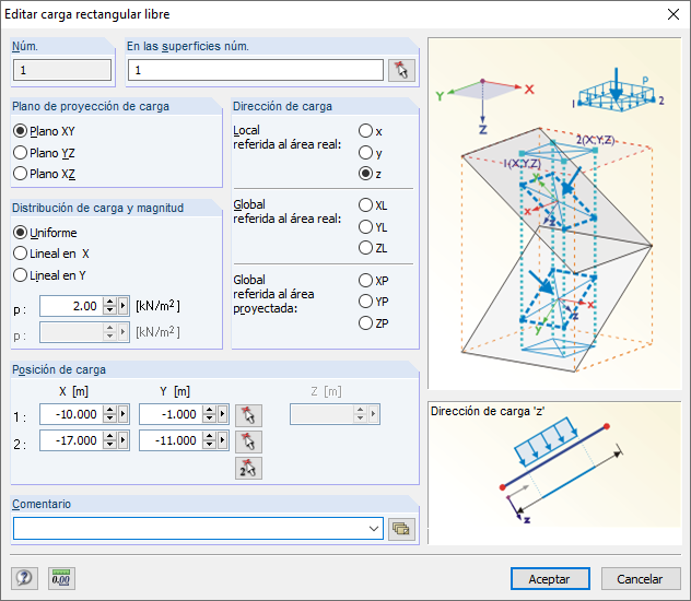 Editar carga rectangular libre