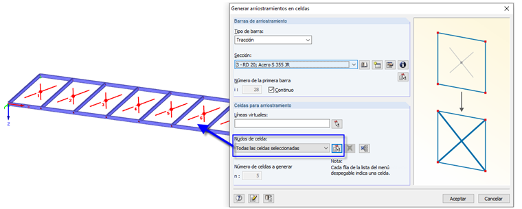 Arriostramiento en celdas