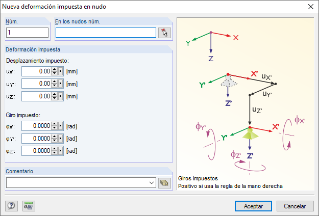 deformación impuesta en nudo