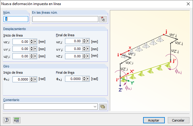 deformación impuesta en línea