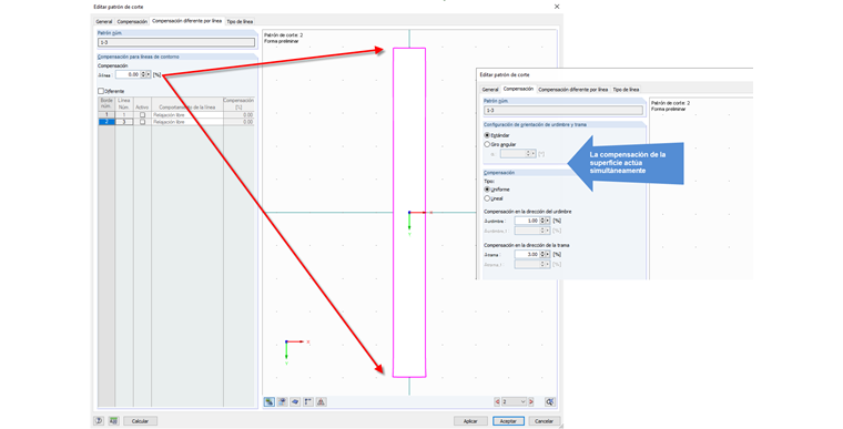 Conflicto entre la compensación de la línea y superficie