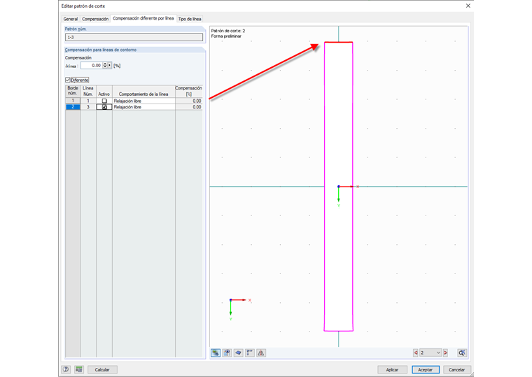 Relajación libre de la línea de contorno