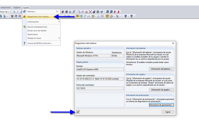diagnóstico del sistema