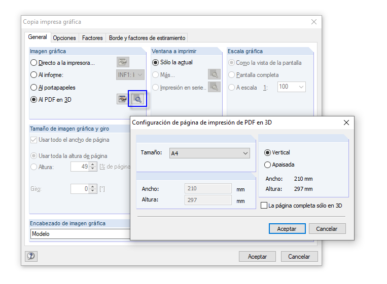 Configuración de página de impresión