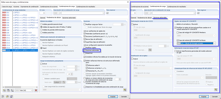 Rigidez de carga de los módulos RF-CONCRETE