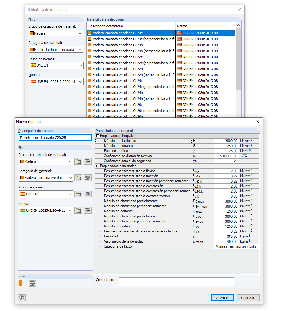 Creación de material definido por el usuario