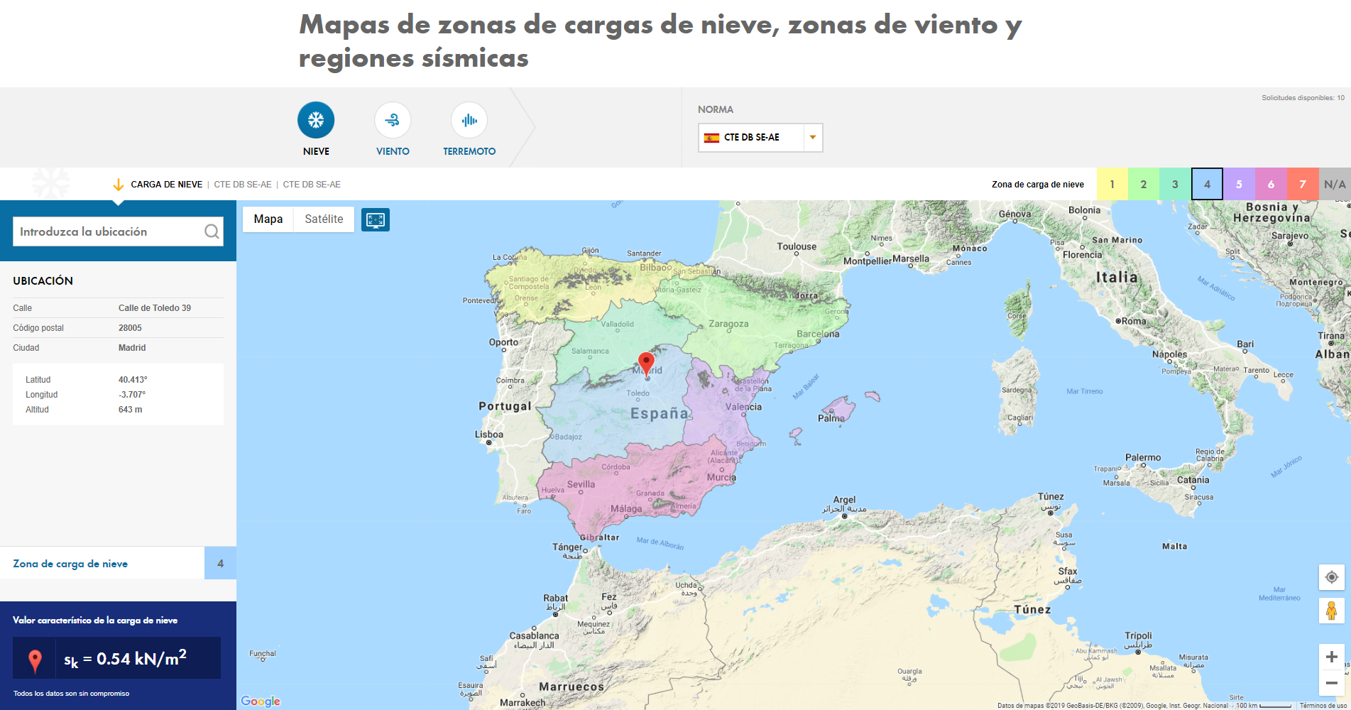 Después de ingresar una ubicación, por ejemplo, usando un código postal o una ciudad, o después de hacer clic en la ubicación respectiva en el mapa, obtiene el valor de carga.