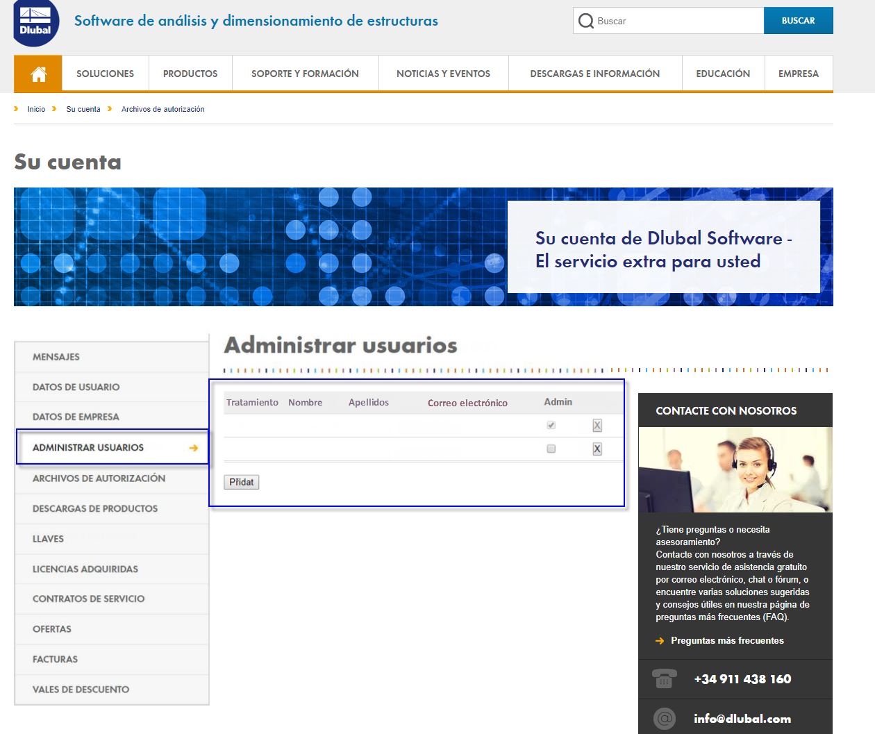 Inicie sesión en su cuenta para crear un nuevo usuario que utilizará el servicio en línea.