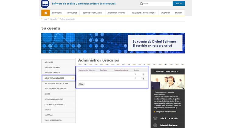 Inicie sesión en su cuenta para crear un nuevo usuario que utilizará el servicio en línea.