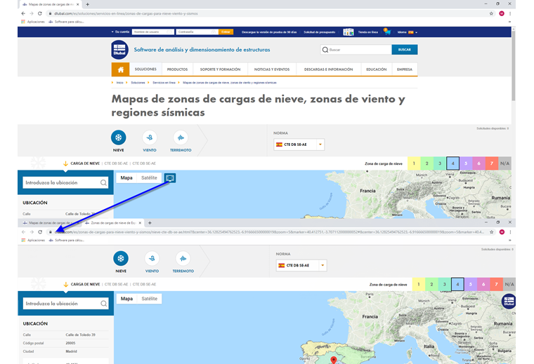 Modo de pantalla completa con dirección URL