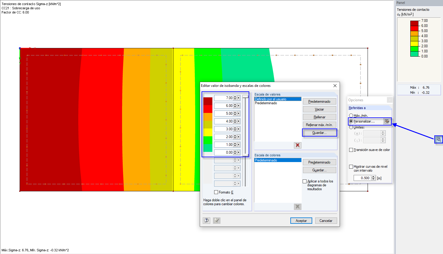 Guardar el espectro de valores definido por el usuario