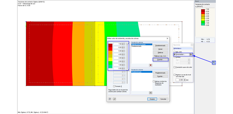 Guardar el espectro de valores definido por el usuario