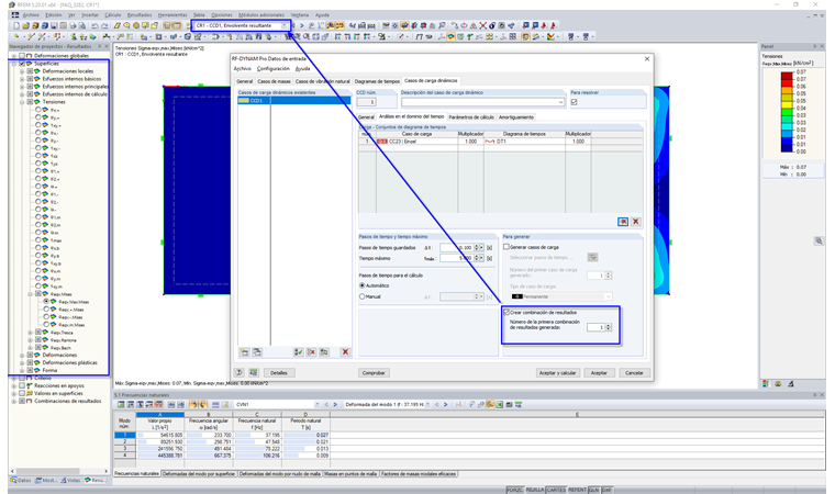 Visualización de los resultados en la combinación de resultados exportada