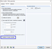 Activación de la opción para habilitar el modelo CAD/BIM en el modelo - Datos generales
