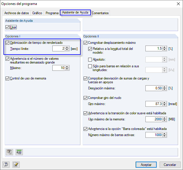 Activación del asistente de ayuda
