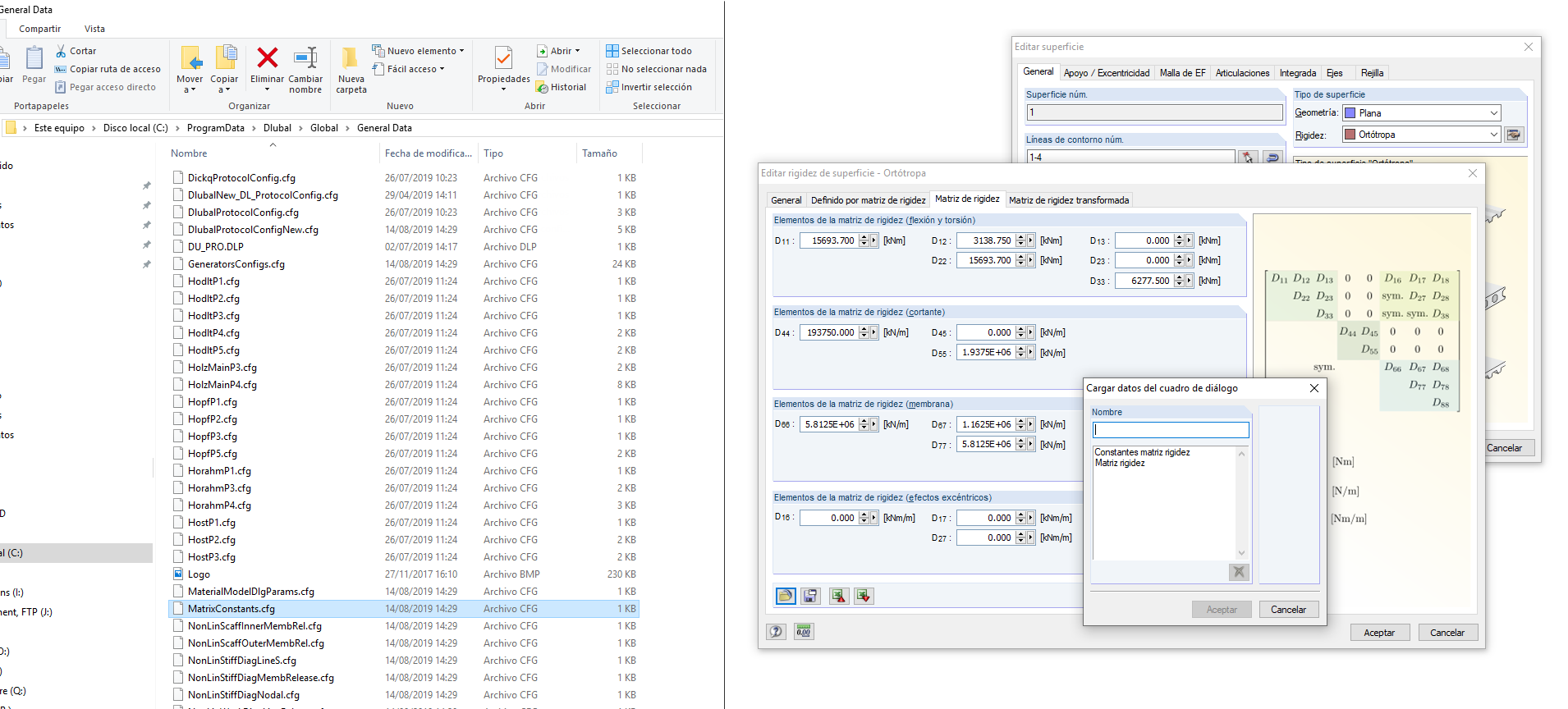 Matriz de rigidez definida por el usuario