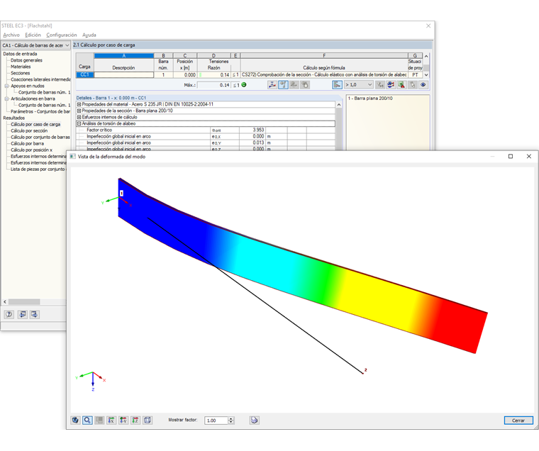 Análisis de estabilidad de acero plano en RF-/STEEL EC3 Warping Torsion