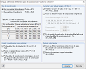 Presión del suelo permitida para el caso estándar "Suelo no cohesivo"