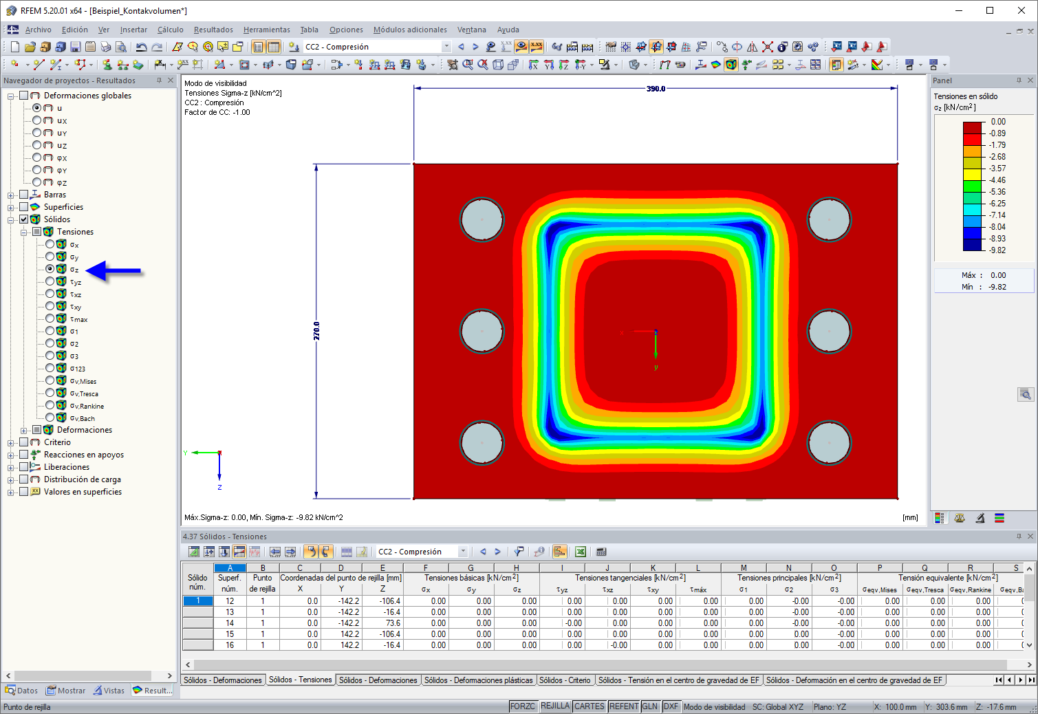 Visualización de tensiones de sólidos