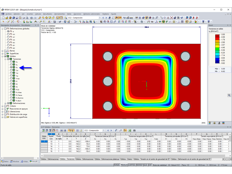 Visualización de tensiones de sólidos