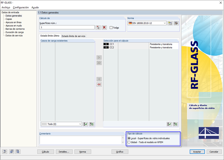 Método de análisis para el módulo adicional RF-GLASS