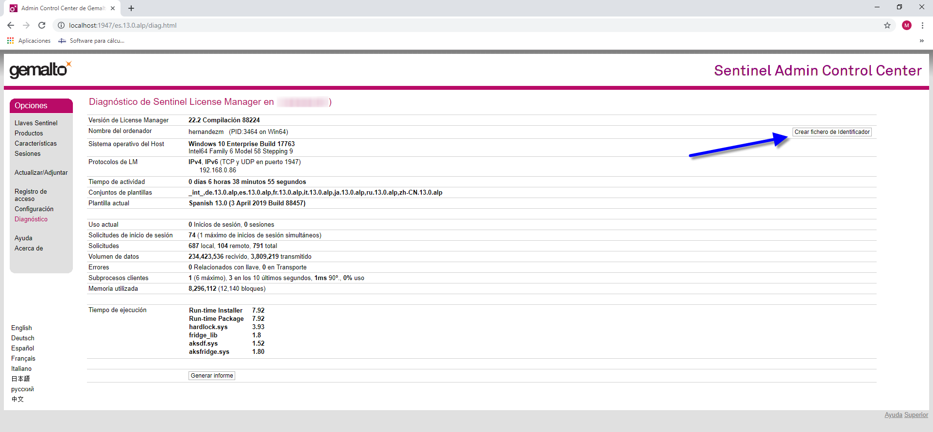 Crear archivo de identificación