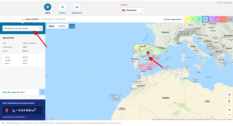 Descripción de la ubicación en el mapa
