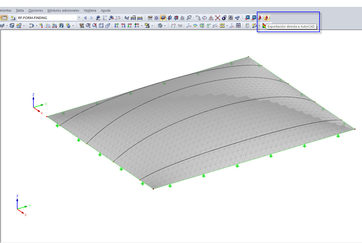 Botón para exportación directa a AutoCAD