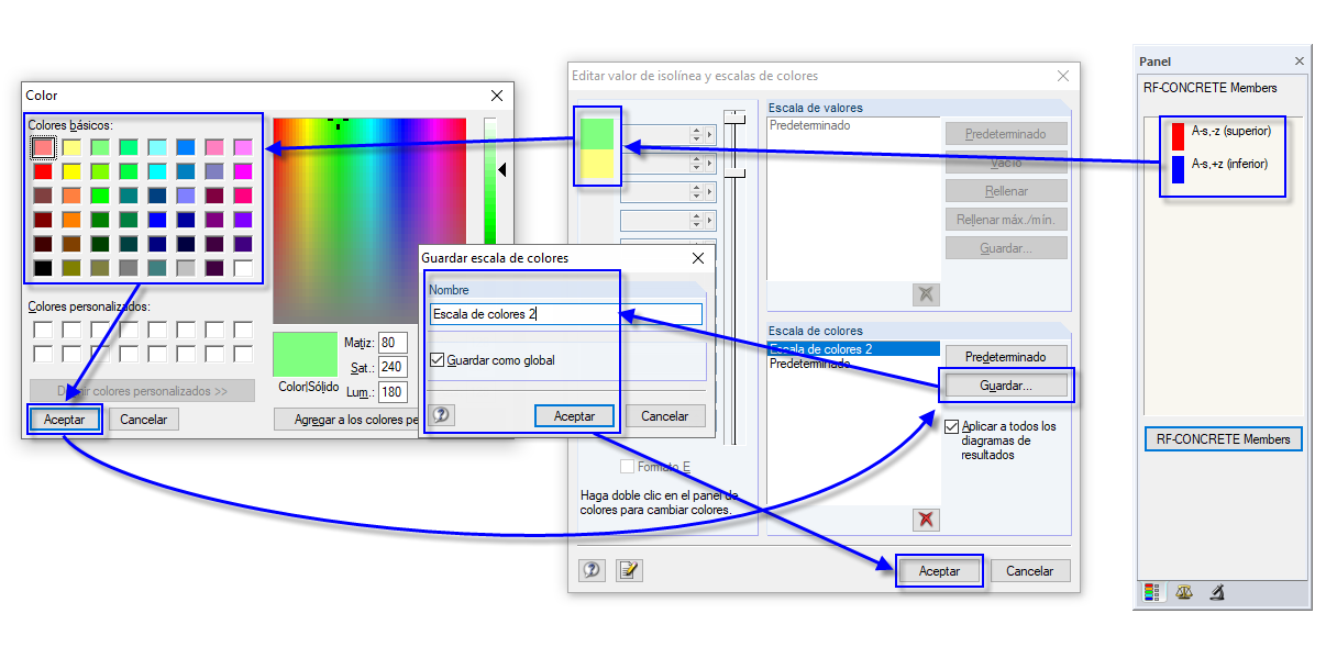 Panel - Modificación de la escala de colores