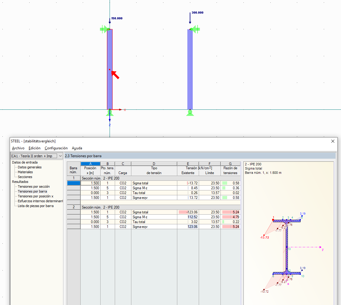 Análisis de tensiones con imperfecciones en RF-/STEEL