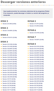 Descargar versiones anteriores de los programas
