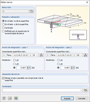Anchos de integración al introducir la barra del nervio